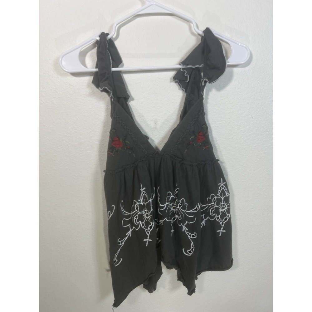 Kimchi Blue Urban Outfitters Kristy Babydoll Embroidered Tank Gray S Festival - Picture 1 of 7